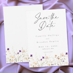Save The Date Mariage Botanique Minimaliste aux Fleurs Sauvages