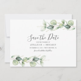 Save The Date Mariage botanique minimaliste Feuille d'Eucalyptus