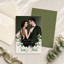 Mariage botanique moderne avec photo personnalisée