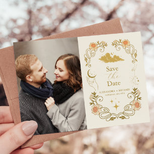 Save The Date Mariage Botanique Mystique Vintage Photo