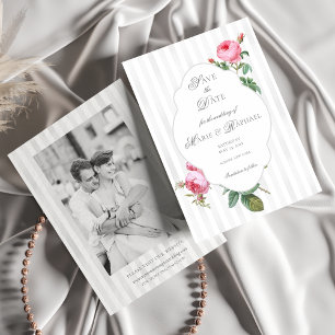 Save The Date Mariage Botanique Rose Française Chic Romantique