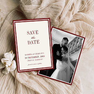 Save The Date Mariage Bourguignon Moderne Vieille Fortune Enregi