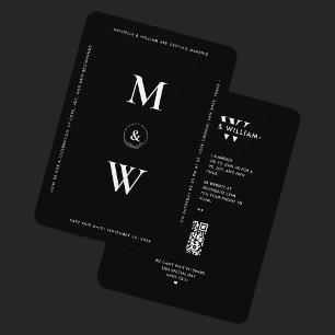 Save The Date Mariage Budget Minimaliste Monogramme Noir Moderne