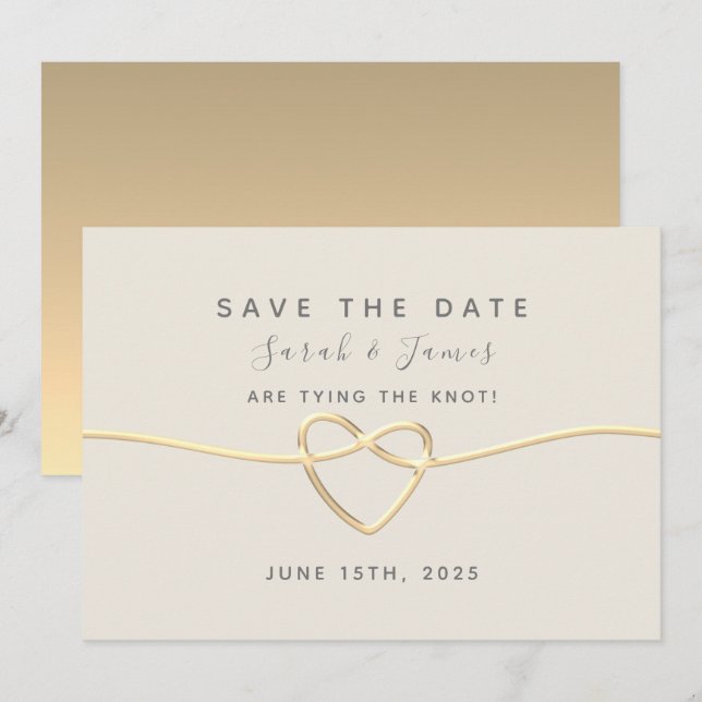 Save The Date Mariage Calligraphie Dorée (Devant / Derrière)