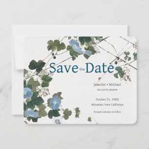 Save The Date Mariage Calligraphie Florale Noir Blanc