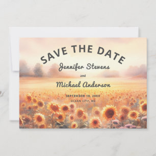 Save The Date Mariage campagnard d'aquarelle rustique Boho Sunfl
