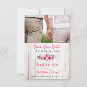 Save The Date Mariage campagnard Floral En Bois Rustique Enregis