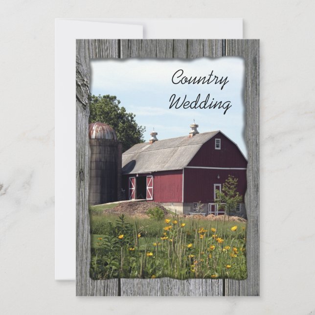 Save The Date Mariage campagnard Red Barn Enregistrer la date (Devant)