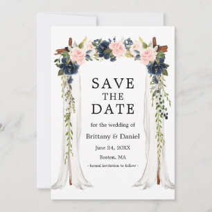 Save The Date Mariage Canopy Aquarelle rose Dusty Bleu Floral