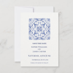 Save The Date Mariage Carreau Bleu