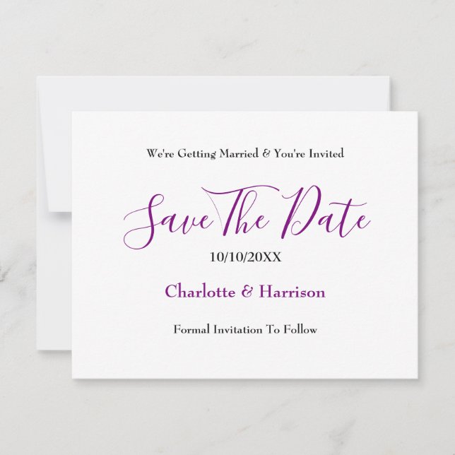Save The Date Mariage carreaux Tartan Écossais Bleu Violet (Devant)