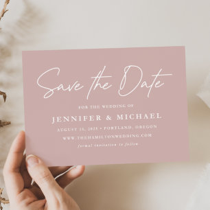 Save The Date Mariage Casual Script Rose Poussiéreuse