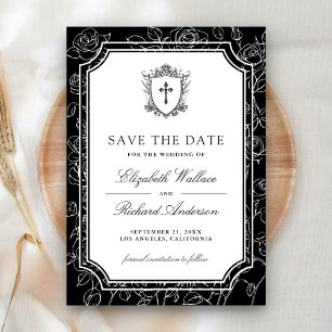 Save The Date Mariage Catholique Noir Victorien