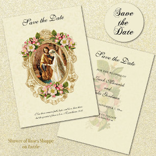 Save The Date Mariage Catholique Traditionnel Élégant Vintage