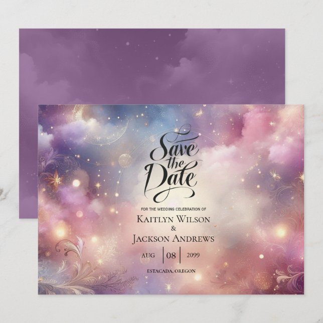 Save The Date Mariage céleste de Stardust (Devant / Derrière)