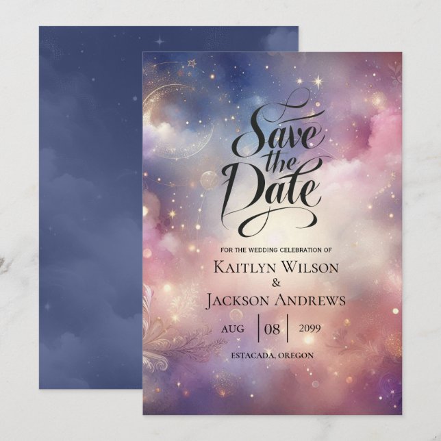 Save The Date Mariage céleste de Stardust (Devant / Derrière)
