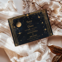 Mariage Céleste Lune Étoiles Vintage