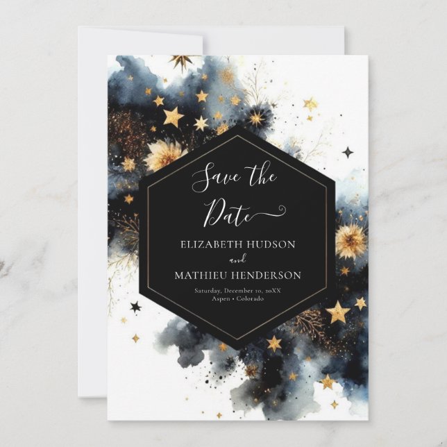 Save The Date Mariage céleste rustique de l'espace (Devant)