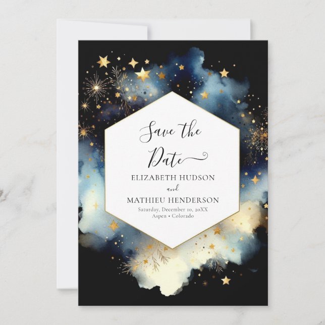Save The Date Mariage céleste unique Whimsical (Devant)