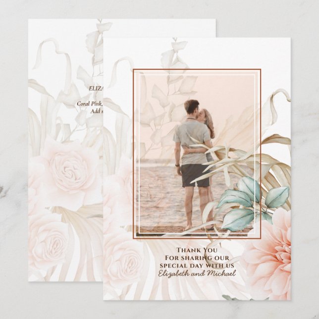 Save The Date Mariage champêtre bohème aérien herbe des pampas p (Devant / Derrière)