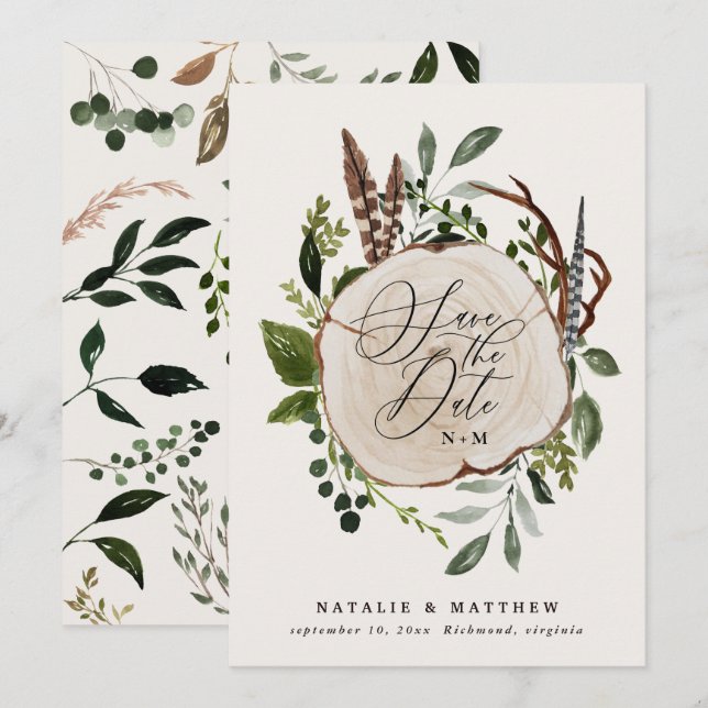 Save The Date Mariage champêtre élégant d'automne (Devant / Derrière)