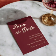 Mariage Chic et Élégant Crème Rouge Foncé