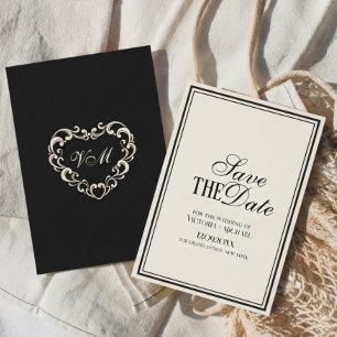 Save The Date Mariage Chic et Intemporel Crème Ivoire Ancien Arg