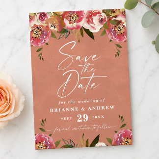 Save The Date Mariage Chic Floral Rustique Abricot Photo