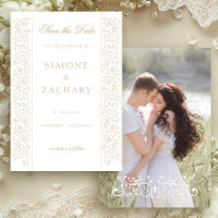 Mariage Chic Formel Bordure Ecru à Rinceaux