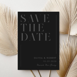 Save The Date Mariage chic minimaliste noir mat moderne