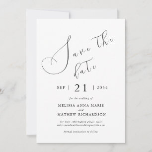 Save The Date Mariage chic moderne noir et blanc