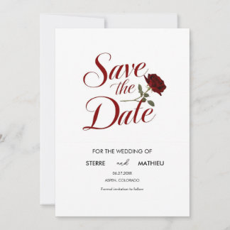 Save The Date Mariage Chic Red Rose