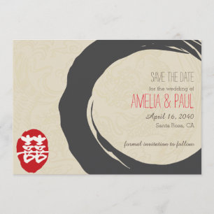 Save The Date Mariage chinois de double bonheur - faites gagner