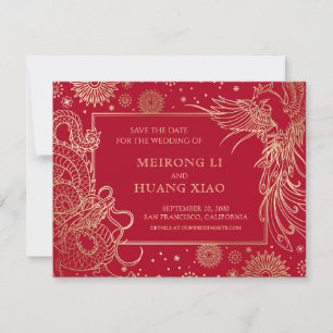 Save The Date Mariage chinois Dragon Phoenix
