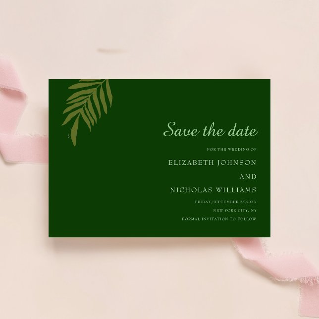 Save The Date mariage classique à fleurs vertes (Créateur téléchargé)