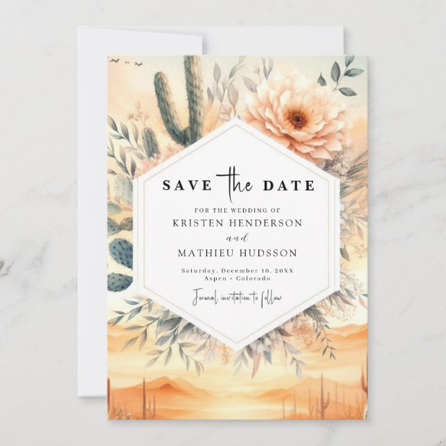 Save The Date Mariage classique de Cactus Sud (Devant)