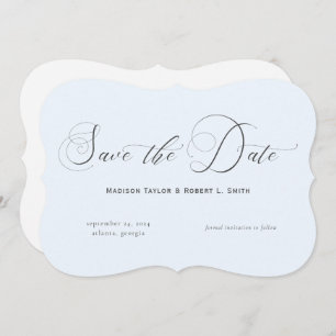Save The Date Mariage classique de calligraphie bleue claire
