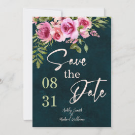 Save The Date Mariage Classique Émeraude Vert Foncé et Sombre