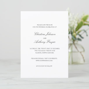 Save The Date Mariage Classique Noir et Blanc Old Money