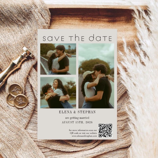 Save The Date Mariage Code QR Moderne Écriture Élégante (Créateur téléchargé)