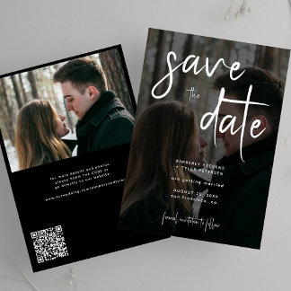 Save The Date Mariage code QR photo simple écriture moderne
