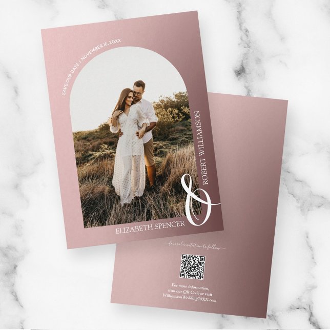 Save The Date Mariage code QR Rose Gold Photo (Créateur téléchargé)
