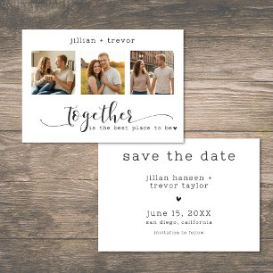 Save The Date Mariage Collage Script Photo Minimaliste Moderne 3
