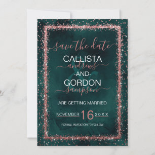 Save The Date Mariage Confettis Pailletés Or Rose Émeraude