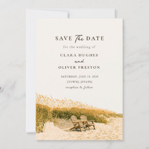 Save The Date Mariage Côte d'Émeraude au soleil sur le sable des