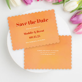 Save The Date Mariage Coucher de Soleil Aquarelle Moderne Orange