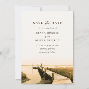 Save The Date Mariage Coucher de Soleil dans les Herbes de Marai