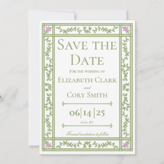 Save The Date Mariage dans le jardin botanique fleuri vert