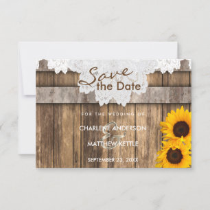 Save The Date Mariage dans un bois rustique & dentelle Enregistr