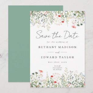 Save The Date Mariage dans une prairie de fleurs sauvages
